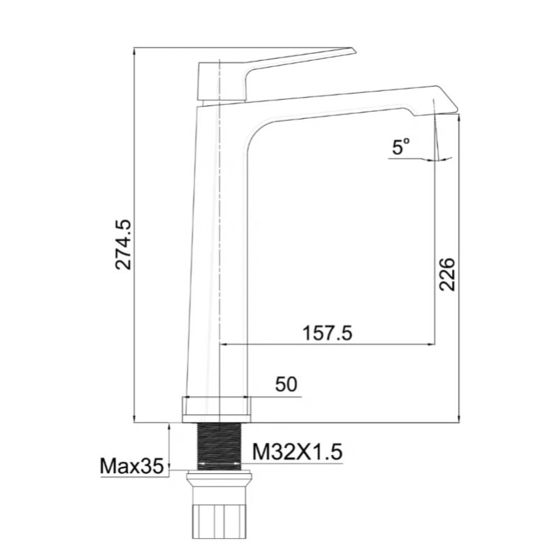 Μπαταρία νιπτήρος υψηλή 087752 Slash Interflex