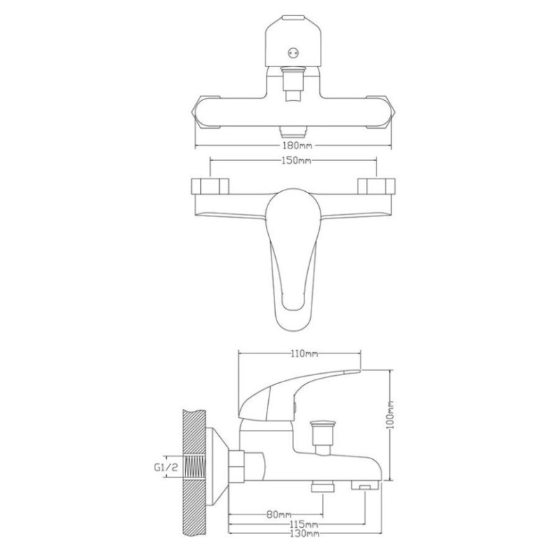 Μπαταρία λουτρού με τηλέφωνο, στήριγμα τηλεφώνου & σπιράλ 080568 Status Interflex