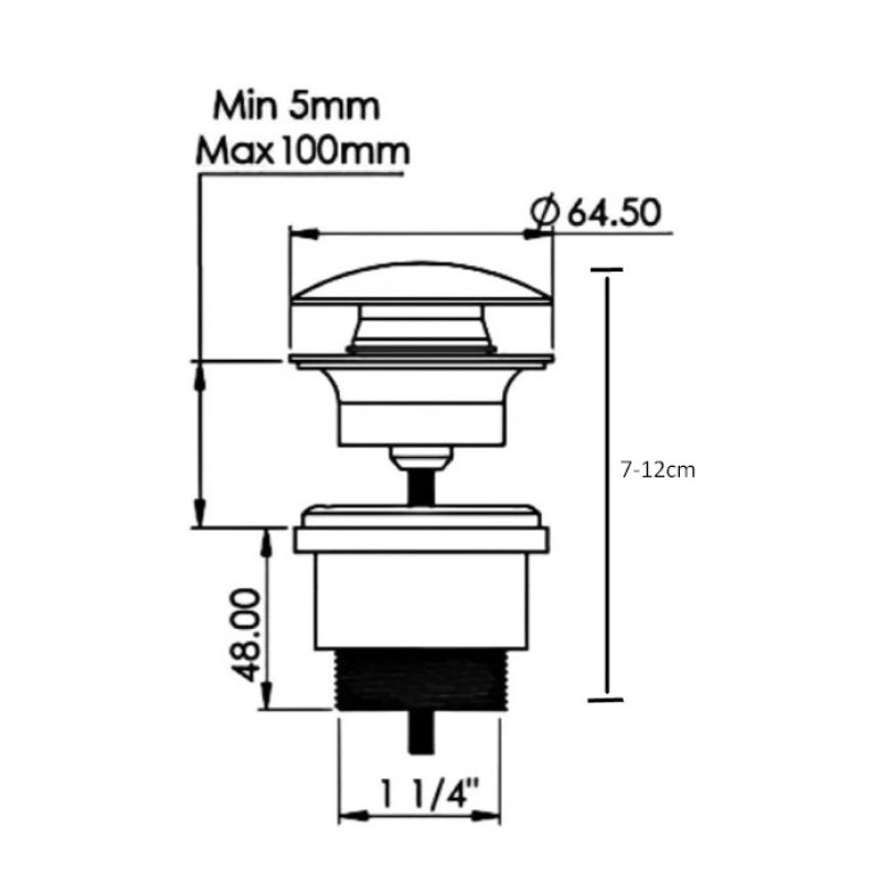 Βαλβίδα νιπτήρος pop-up Universal 127640 Interflex