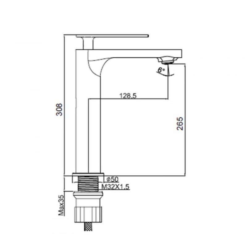 Μπαταρία νιπτήρος υψηλή 086851 Zen Interflex