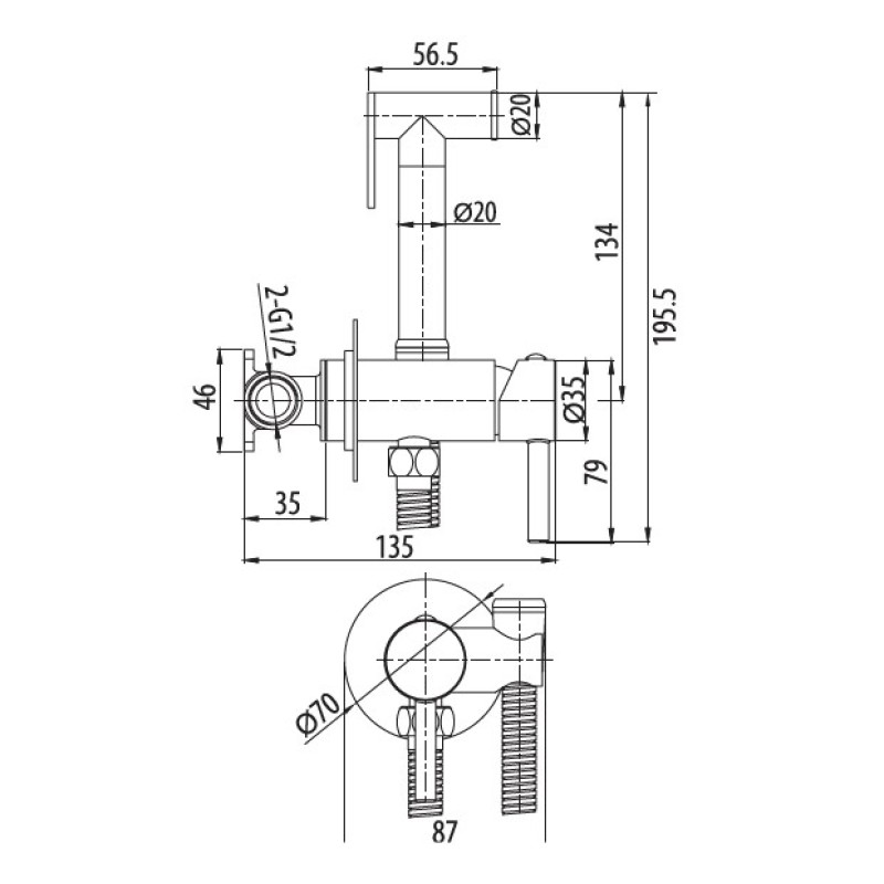 Σετ διακόπτη εντοιχισμού μπιντέ με στήριγμα Minimal 096946 Interflex
