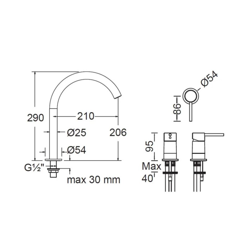 Στόμιο πάγκου με επικαθήμενο μίκτη νιπτήρος R6830+R5309 Eurorama