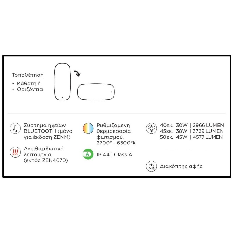 Καθρέπτης μπάνιου Led Zen Luminor Καθρέπτης μπάνιου Led Zen Luminor