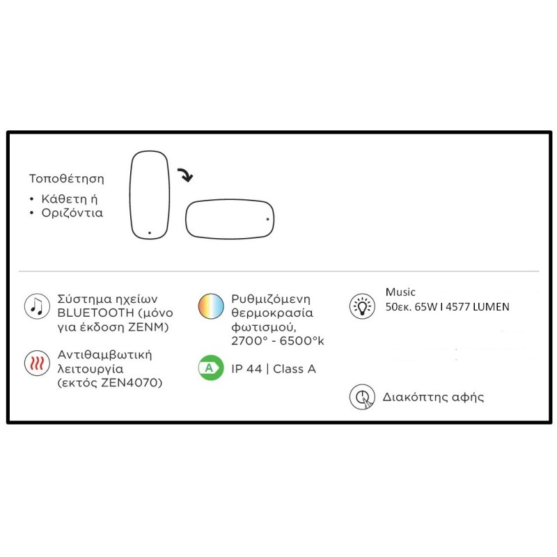 Καθρέπτης μπάνιου Led 50x110cm ZENM50110 Zen Music Luminor 