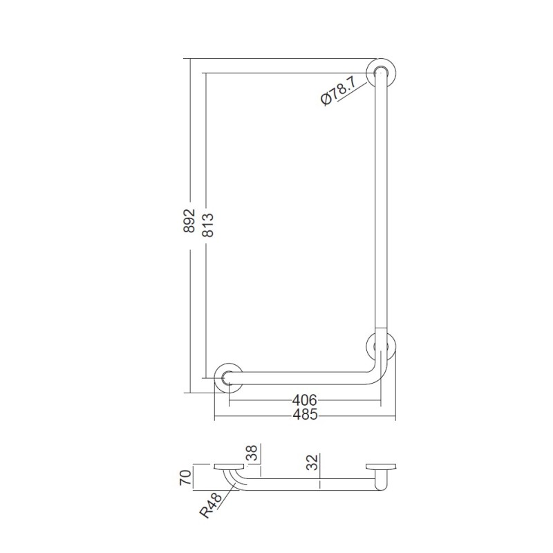 Μπάρα τοίχου "L" ΑΜΕΑ 48,5x89,2cm G56-JBR-19 Ponte Giulio