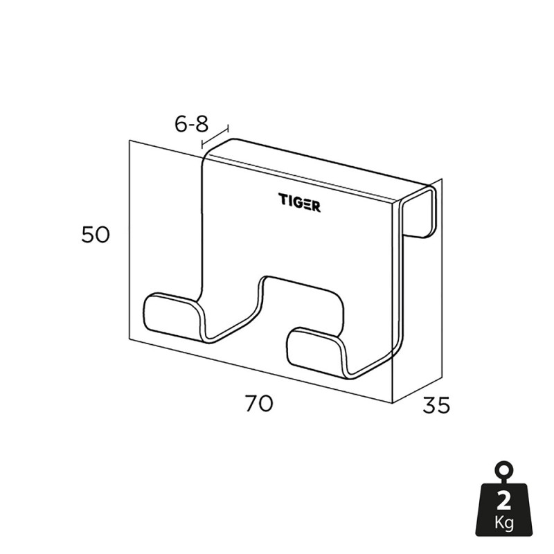 Άγκιστρο καμπίνας ντους διπλό 6-8mm Caddy Tiger