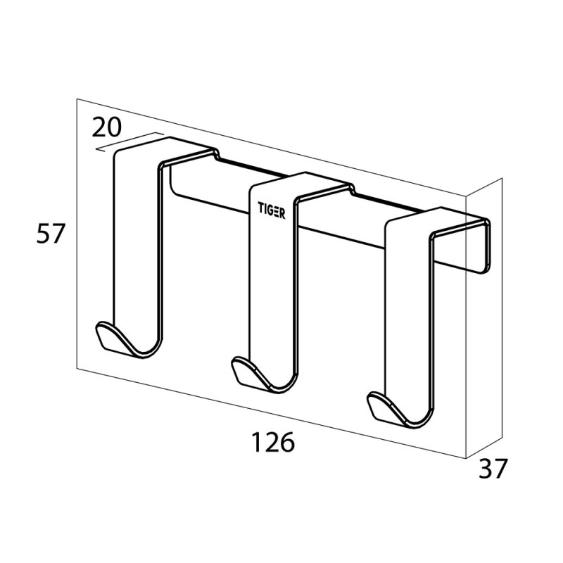 Άγκιστρο καμπίνας ντους τριπλό 6-8mm 1118130942 Rack Basic Tiger