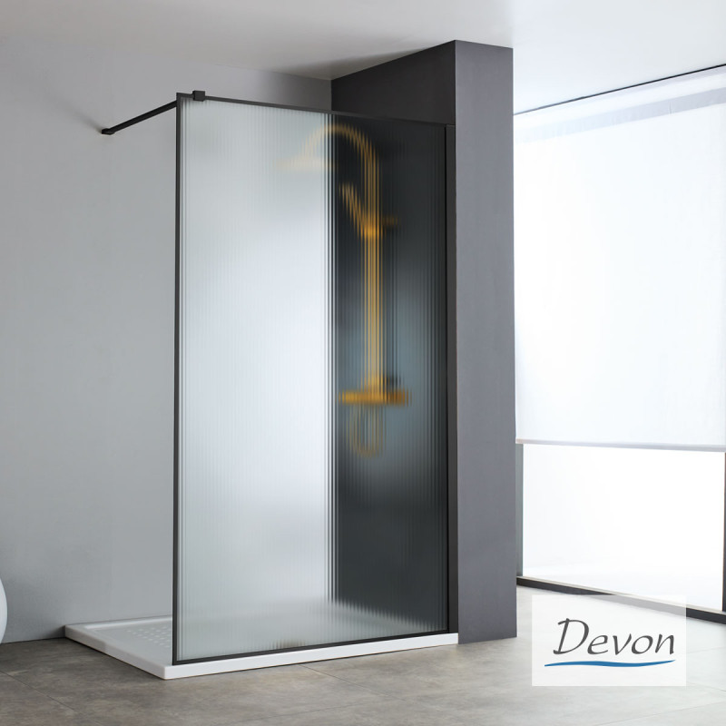 Διαχωριστικό ντουζιέρας 200cm black matt Iwis Fluted Walk-in Devon