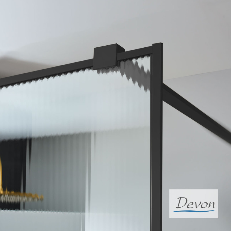 Διαχωριστικό ντουζιέρας 200cm black matt Iwis Fluted Walk-in Devon