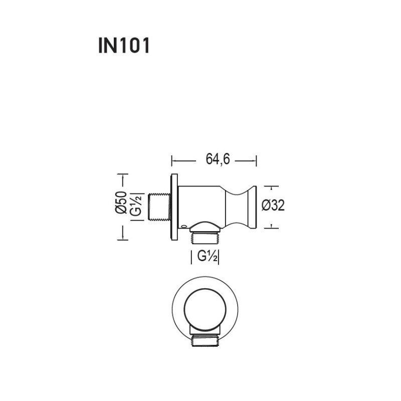 Επιτοίχια παροχή νερού με τηλέφωνο & σπιράλ IN101+IN019+IN516 Cora