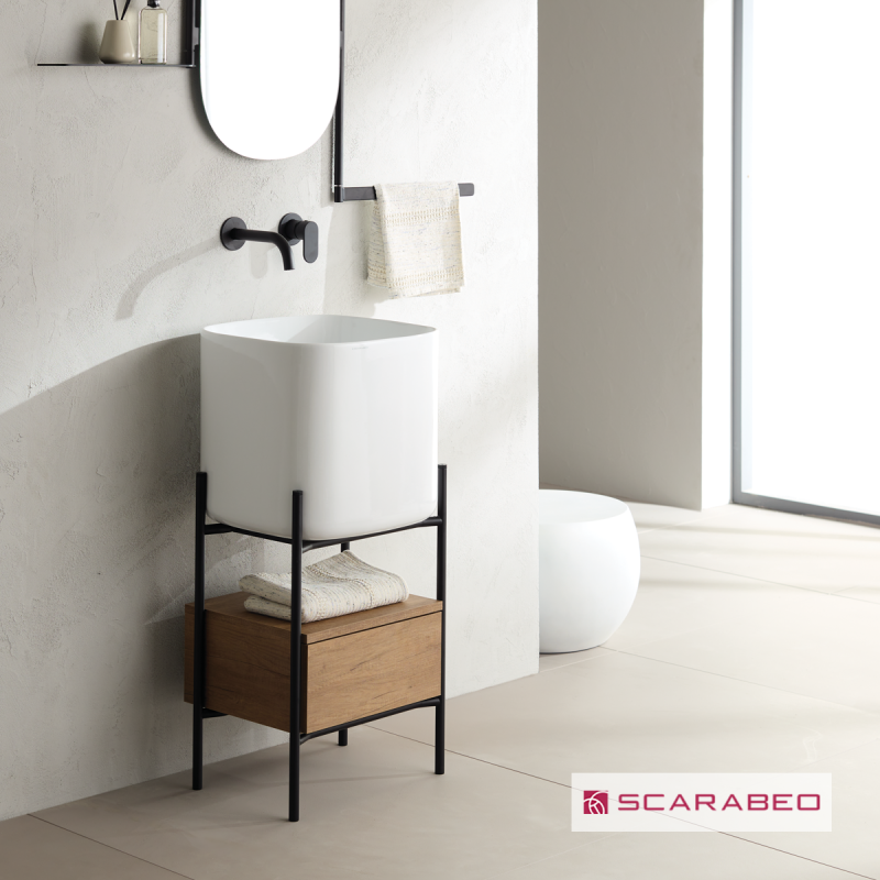 Έπιπλο μπάνιου (σετ) βάση και νιπτήρας 270105-NROP89+5503-300 Laila S45 | Lo-Βox Scarabeo