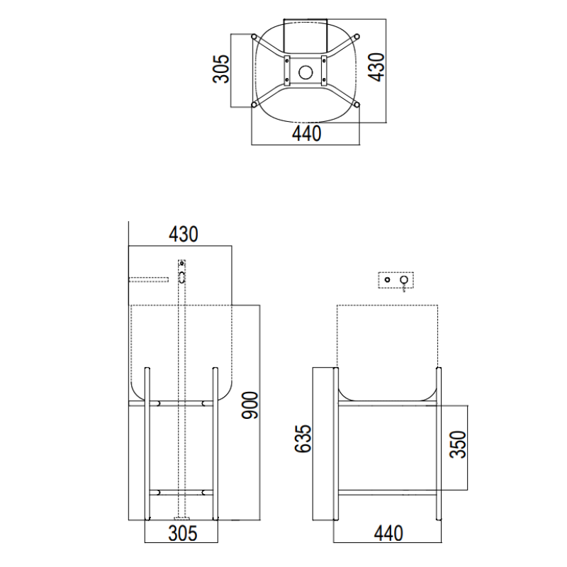 Έπιπλο μπάνιου (σετ) βάση και νιπτήρας 270105-NROP89+5503-300 Laila S45 | Lo-Βox Scarabeo