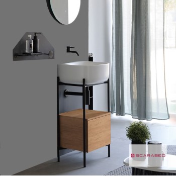 Έπιπλο μπάνιου (σετ) βάση και νιπτήρας (χωρίς οπή) 270211-NROP89+5501-300 Laila T45 | Hi-Βox Sc..