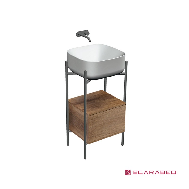 Έπιπλο μπάνιου (σετ) βάση και νιπτήρας (χωρίς οπή) 270211-NROP89+5501-300 Laila T45 | Hi-Βox Scarabeo