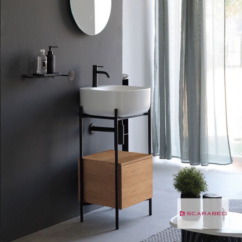 Έπιπλο μπάνιου (σετ) βάση και νιπτήρας (με οπή) 270211-NROP89+5504-300 Laila T45 | Hi-Βox Scarabeo