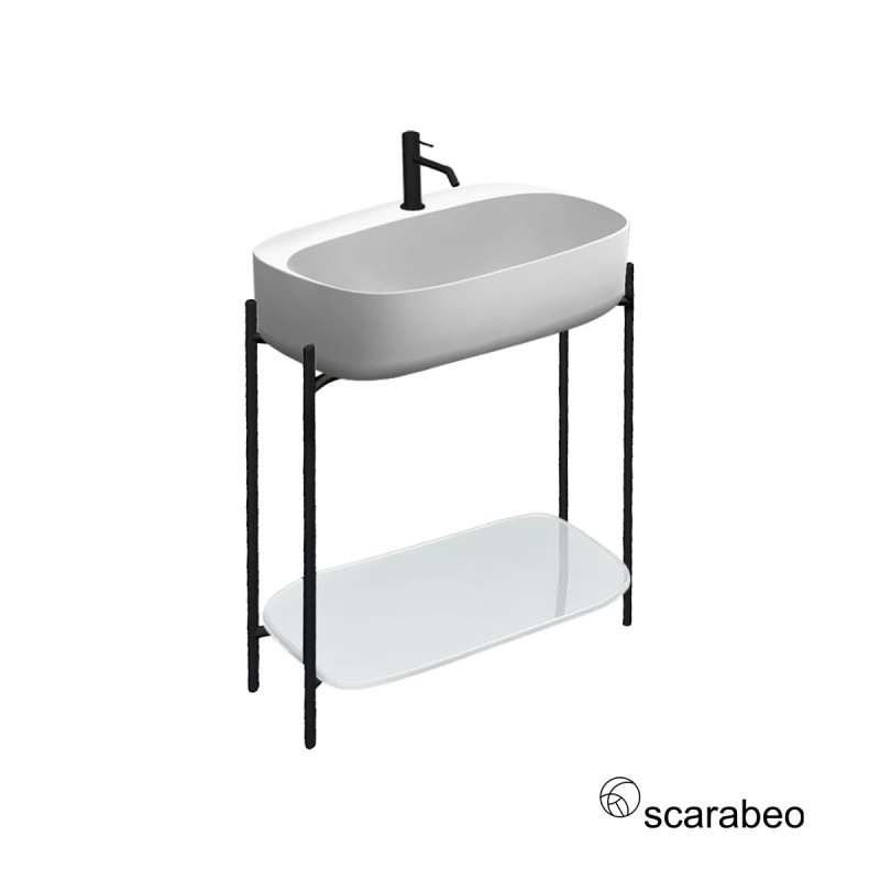 Έπιπλο μπάνιου 74x43x77,5cm με οπή, σκελετό μεταλλικό, ράφι και νιπτήρα Laila 75 / Shelf Scarabeo Έπιπλο μπάνιου 74x43x77,5cm με οπή, σκελετό μεταλλικό, ράφι και νιπτήρα Laila 75 / Shelf Scarabeo
