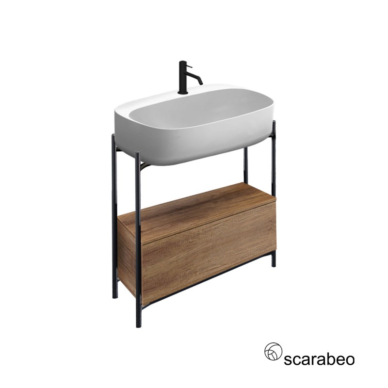 Έπιπλο μπάνιου 74x43x77,5cm με οπή, σκελετό μεταλλικό, συρτάρι και νιπτήρα Laila 75 / Hi-Box Scarabeo Έπιπλο μπάνιου 74x43x77,5cm με οπή, σκελετό μεταλλικό, συρτάρι και νιπτήρα Laila 75 / Hi-Box Scarabeo