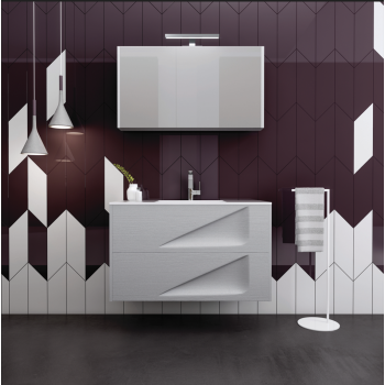 Έπιπλο μπάνιου βάση λάκα με νιπτήρα solid surface Bramante 100 Faturini