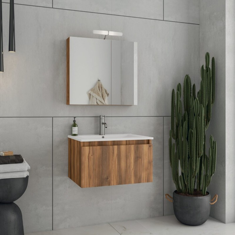 Έπιπλο μπάνιου (σετ) βάση, νιπτήρας και καθρέπτης - ντουλάπι Liberty 60 Drop