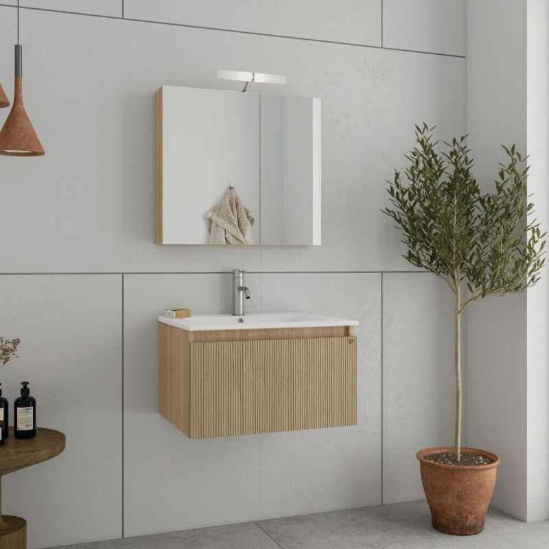 Έπιπλο μπάνιου (σετ) βάση, νιπτήρας και καθρέπτης - ντουλάπι Liberty 60 Drop