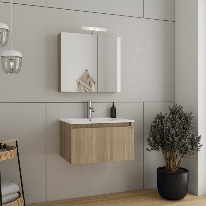 Έπιπλο μπάνιου (σετ) βάση, νιπτήρας και καθρέπτης - ντουλάπι Liberty 60 Drop