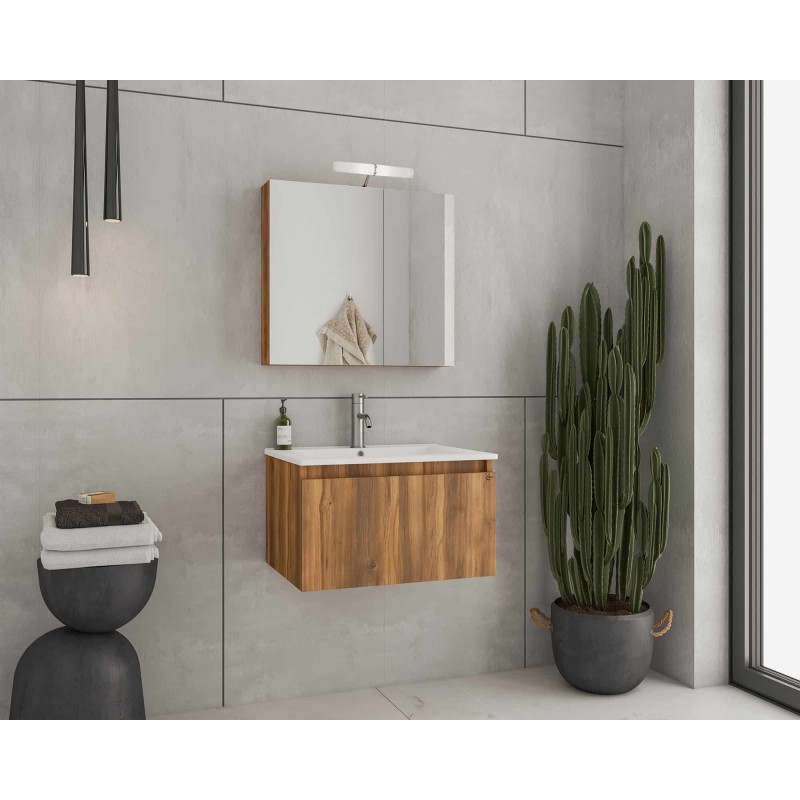 Έπιπλο μπάνιου (σετ) βάση, νιπτήρας και καθρέπτης - ντουλάπι Liberty 75 Drop