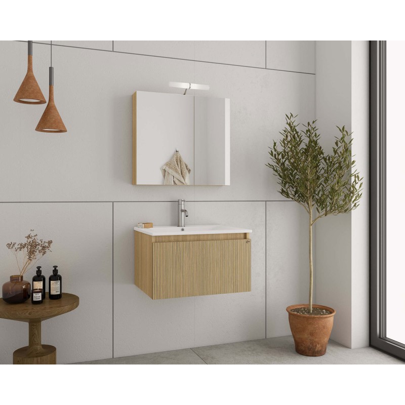 Έπιπλο μπάνιου (σετ) βάση, νιπτήρας και καθρέπτης - ντουλάπι Liberty 75 Drop