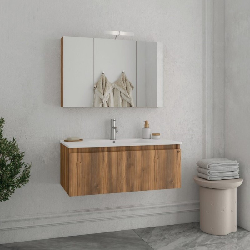 Έπιπλο μπάνιου (σετ) βάση, νιπτήρας και καθρέπτης - ντουλάπι Liberty 90 Drop