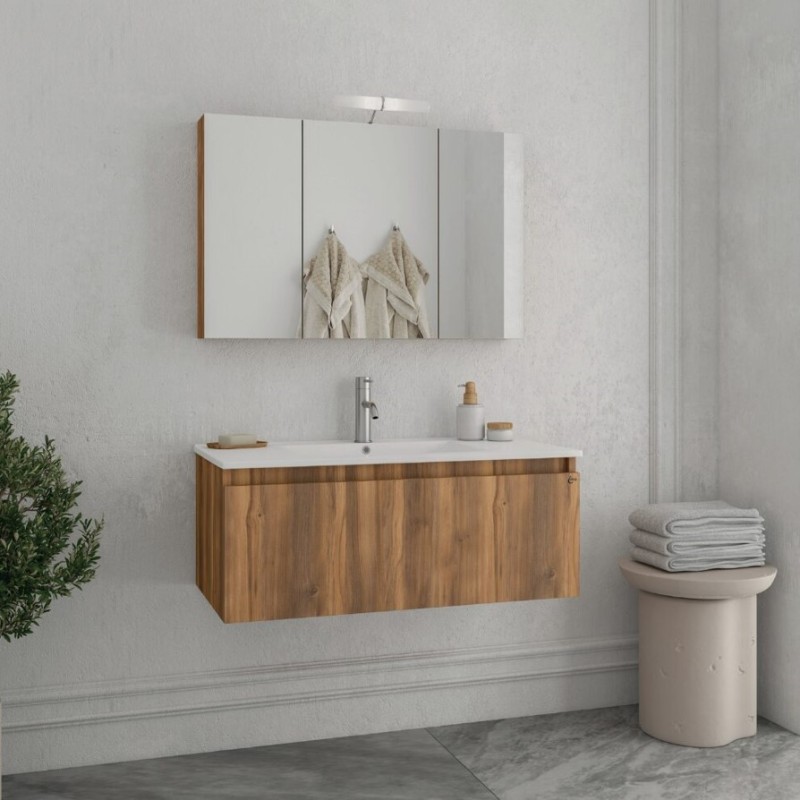 Έπιπλο μπάνιου (σετ) βάση, νιπτήρας και καθρέπτης - ντουλάπι Liberty 100 Drop