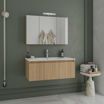 Έπιπλο μπάνιου (σετ) βάση, νιπτήρας και καθρέπτης - ντουλάπι Liberty 100 Drop