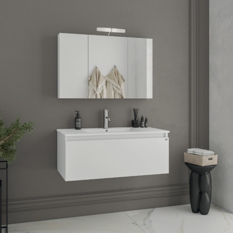 Έπιπλο μπάνιου (σετ) βάση, νιπτήρας και καθρέπτης - ντουλάπι Liberty 100 Drop