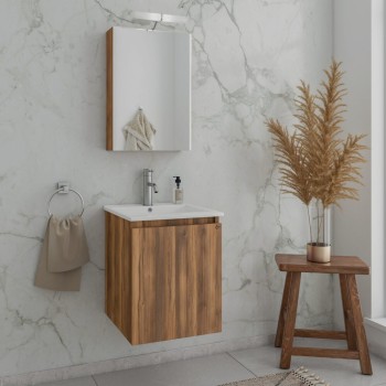 Έπιπλο μπάνιου (σετ) βάση, νιπτήρας και καθρέπτης - ντουλάπι Verona 40 Drop