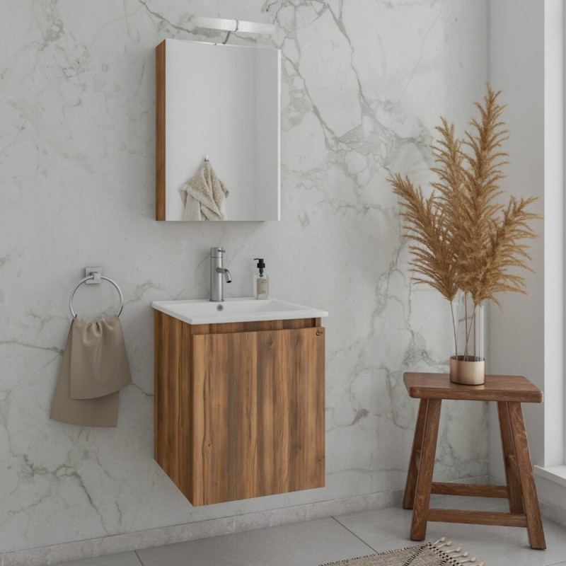 Έπιπλο μπάνιου (σετ) βάση, νιπτήρας και καθρέπτης - ντουλάπι Verona 40 Drop