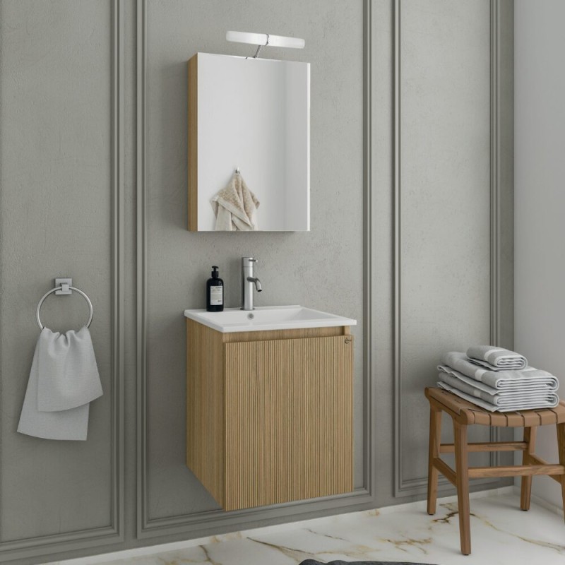 Έπιπλο μπάνιου (σετ) βάση, νιπτήρας και καθρέπτης - ντουλάπι Verona 40 Drop