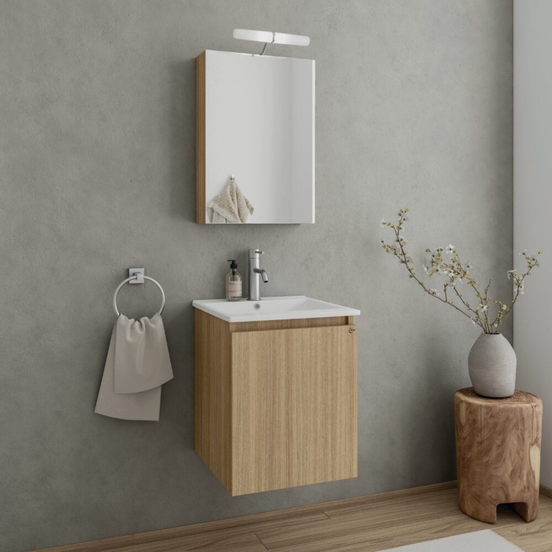 Έπιπλο μπάνιου (σετ) βάση, νιπτήρας και καθρέπτης - ντουλάπι Verona 40 Drop