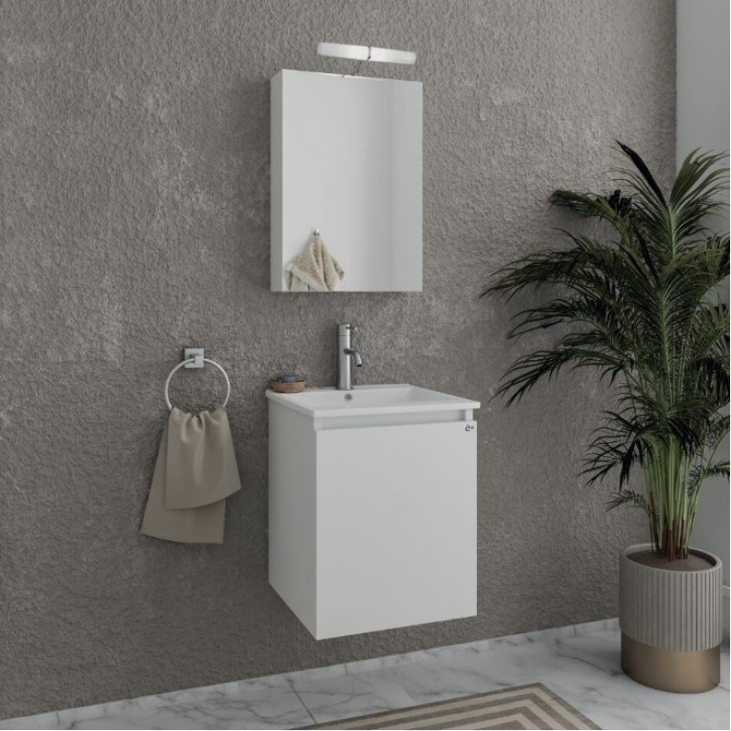 Έπιπλο μπάνιου (σετ) βάση, νιπτήρας και καθρέπτης - ντουλάπι Verona 40 Drop