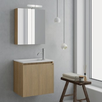 Έπιπλο μπάνιου (σετ) βάση, νιπτήρας και καθρέπτης - ντουλάπι Verona 55 Drop