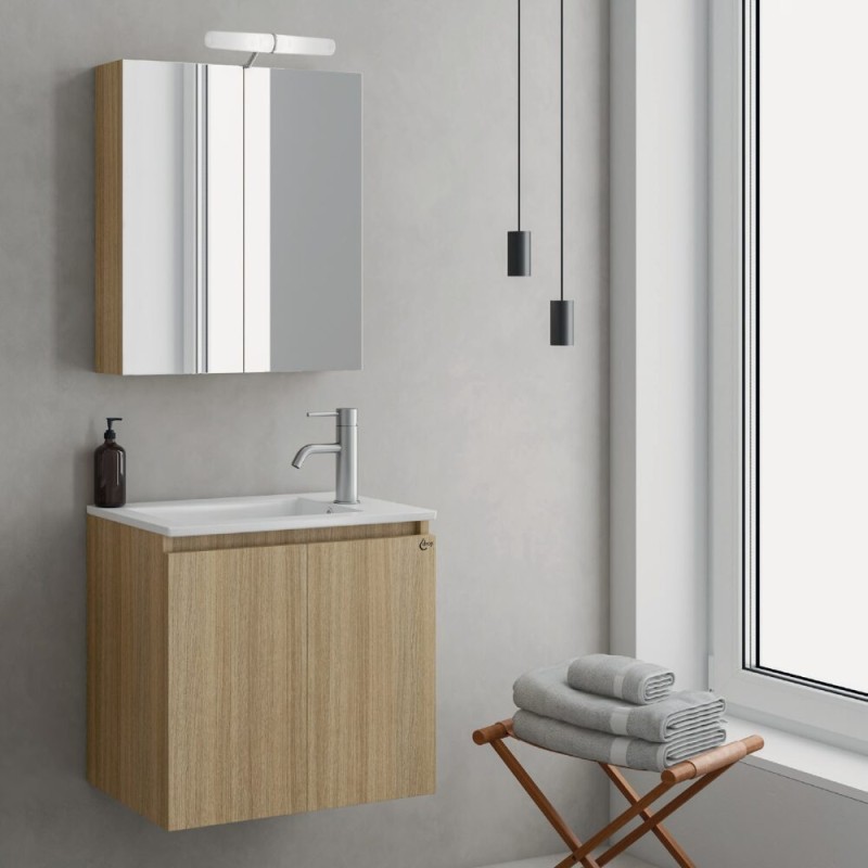 Έπιπλο μπάνιου (σετ) βάση, νιπτήρας και καθρέπτης - ντουλάπι Verona 55 Drop