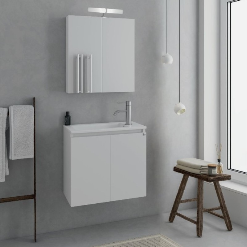 Έπιπλο μπάνιου (σετ) βάση, νιπτήρας και καθρέπτης - ντουλάπι Verona 55 Drop