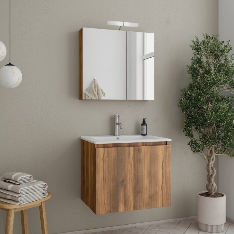 Έπιπλο μπάνιου (σετ) βάση, νιπτήρας και καθρέπτης - ντουλάπι Verona 60 Drop