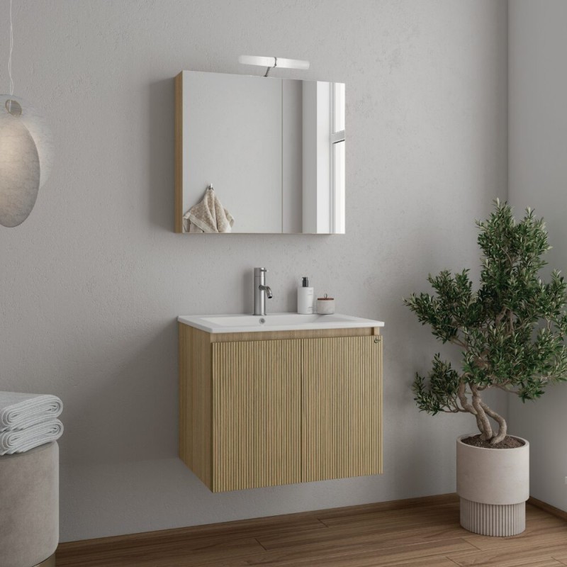 Έπιπλο μπάνιου (σετ) βάση, νιπτήρας και καθρέπτης - ντουλάπι Verona 60 Drop