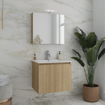 Έπιπλο μπάνιου (σετ) βάση, νιπτήρας και καθρέπτης - ντουλάπι Verona 60 Drop