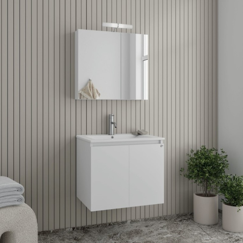 Έπιπλο μπάνιου (σετ) βάση, νιπτήρας και καθρέπτης - ντουλάπι Verona 75 Drop