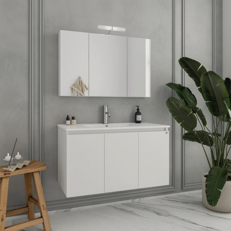 Έπιπλο μπάνιου (σετ) βάση, νιπτήρας και καθρέπτης - ντουλάπι Verona 90 Drop