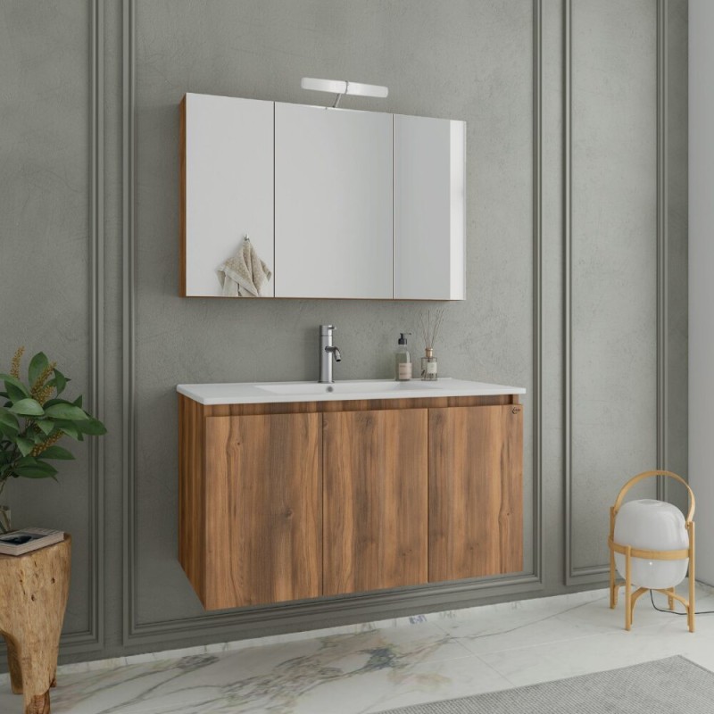 Έπιπλο μπάνιου (σετ) βάση, νιπτήρας και καθρέπτης - ντουλάπι Verona 100 Drop