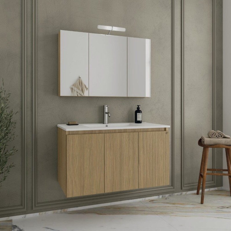 Έπιπλο μπάνιου (σετ) βάση, νιπτήρας και καθρέπτης - ντουλάπι Verona 100 Drop