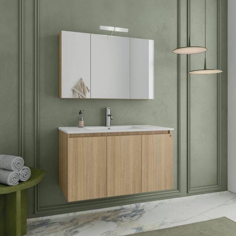 Έπιπλο μπάνιου (σετ) βάση, νιπτήρας και καθρέπτης - ντουλάπι Verona 100 Drop