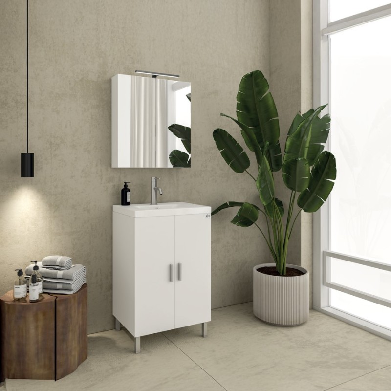 Έπιπλο μπάνιου (σετ) βάση, νιπτήρας και καθρέπτης - ντουλάπι Roma 50 Drop