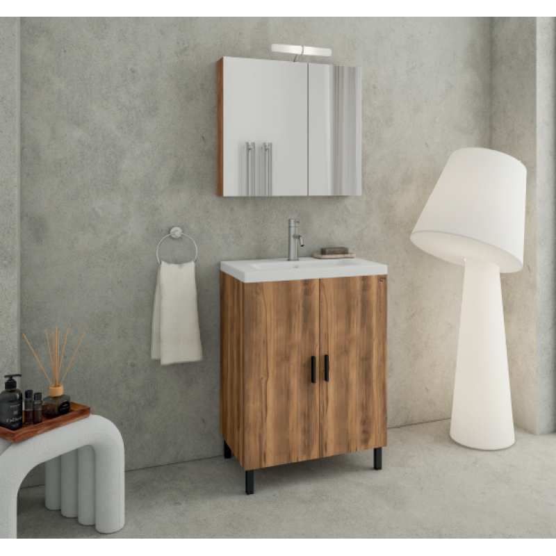 Έπιπλο μπάνιου (σετ) βάση, νιπτήρας και καθρέπτης - ντουλάπι Roma 70 Drop