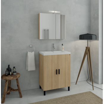 Έπιπλο μπάνιου (σετ) βάση, νιπτήρας και καθρέπτης - ντουλάπι Roma 60 Drop